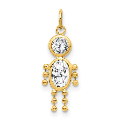 14K Gelbgold 14K April Junge Geburtsstein Charm