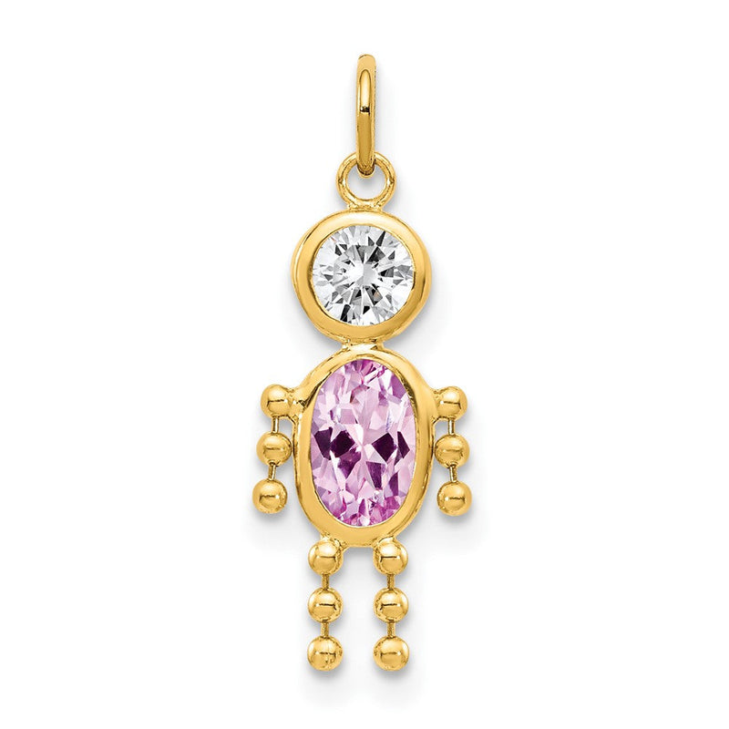 14K Gelbgold 14K June Junge Geburtsstein Charm