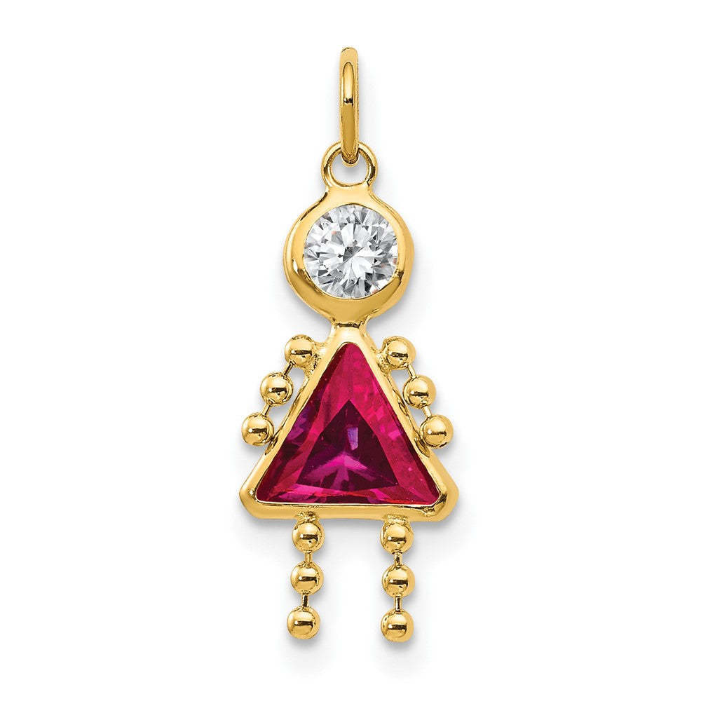 14K Gelbgold 14K July Mädchen Geburtsstein Charm