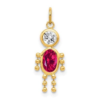 14K Gelbgold 14K July Junge Geburtsstein Charm