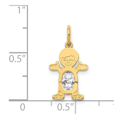 14K Gelbgold 14K Junge 6x4 Oval Echt Weiß Topas-april