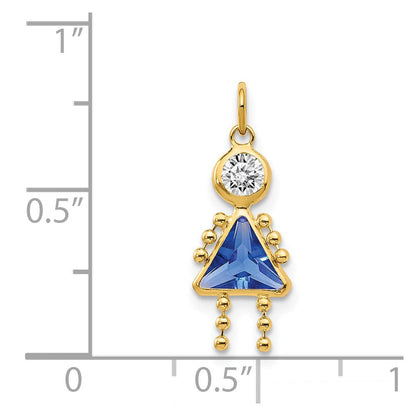 14K Gelbgold 14K September Mädchen Geburtsstein Charm