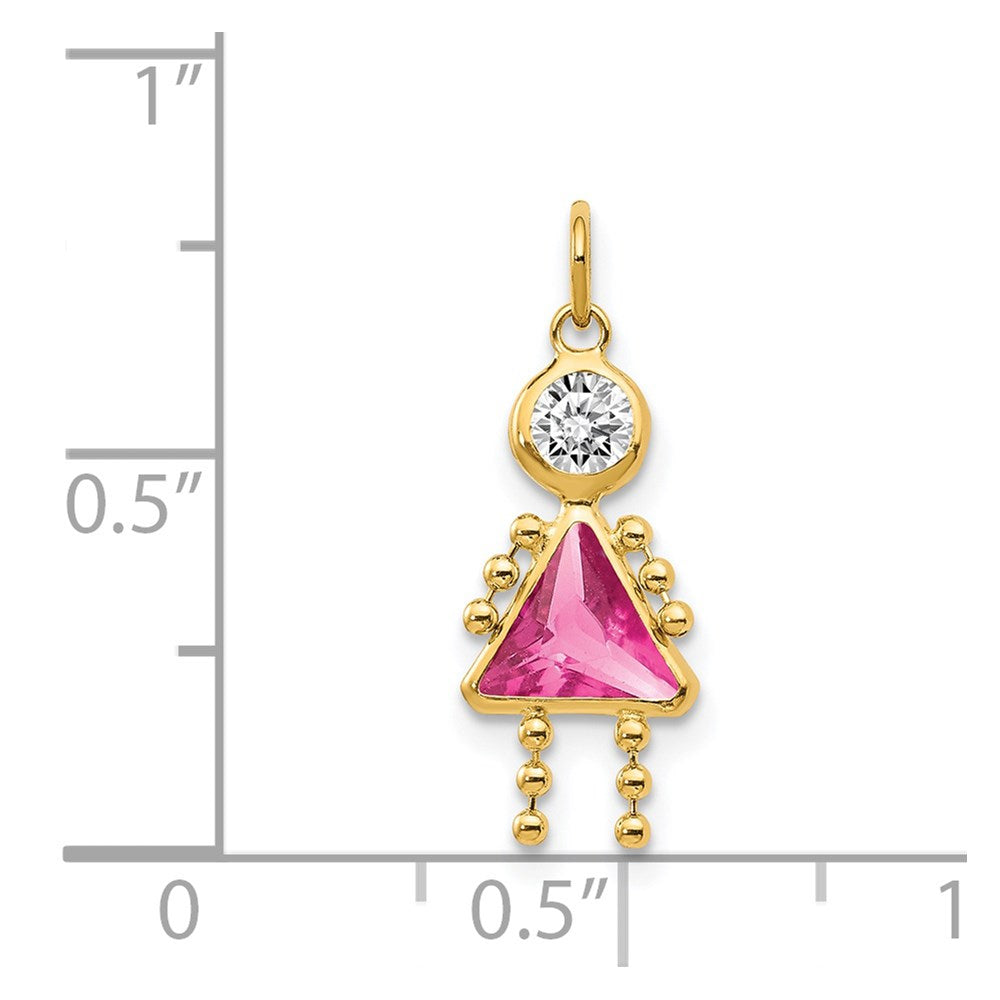 14K Gelbgold 14K October Mädchen Geburtsstein Charm