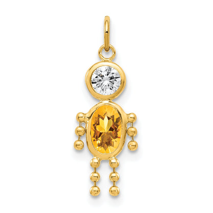 14K Gelbgold 14K November Junge Geburtsstein Charm