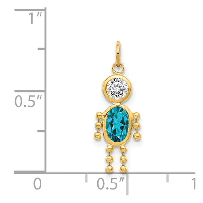 14K Gelbgold 14K December Junge Geburtsstein Charm