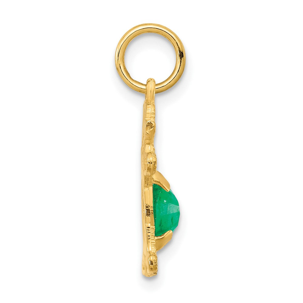 14K Gelbgold Mädchen 6x4 Oval Echt Smaragd-may