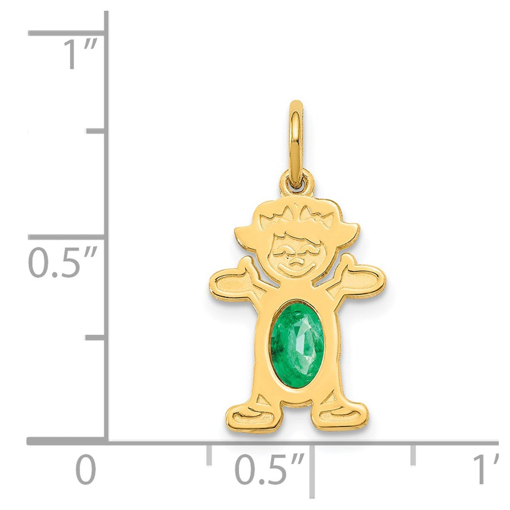14K Gelbgold Mädchen 6x4 Oval Echt Smaragd-may
