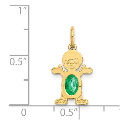 14K Gelbgold 14K Junge 6x4 Oval Echt Smaragd-may