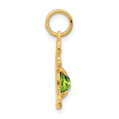 14K Gelbgold 14K Mädchen 6x4 Oval Echt Peridot-august