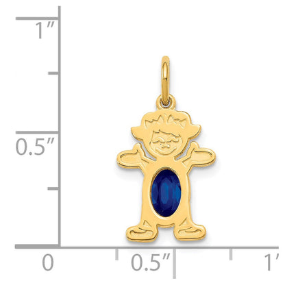 14K Gelbgold Mädchen 6x4 Oval Echt Saphir-september