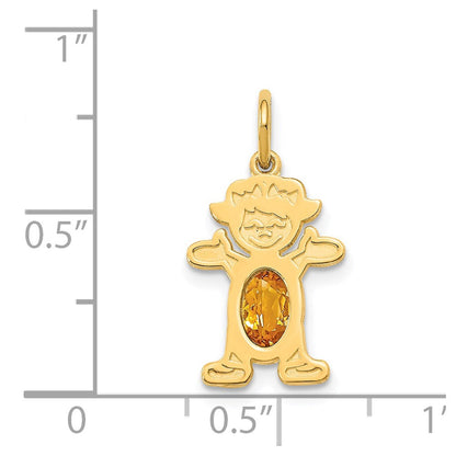 14K Gelbgold 14K Mädchen 6x4 Oval Echt Citrin-november