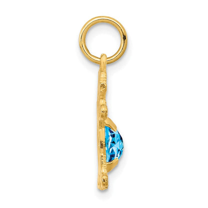 14K Gelbgold 14K Mädchen 6x4 Oval Echt Blautopas -december