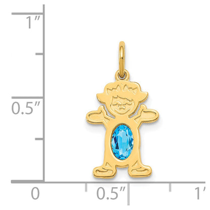 14K Gelbgold 14K Mädchen 6x4 Oval Echt Blautopas -december