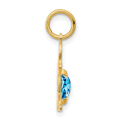 14K Gelbgold 14K Junge 6x4 Oval Echt Blautopas -december