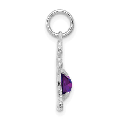 14K Weißgold 14K Weißgold Mädchen 6x4 Oval Echt Amethyst-february
