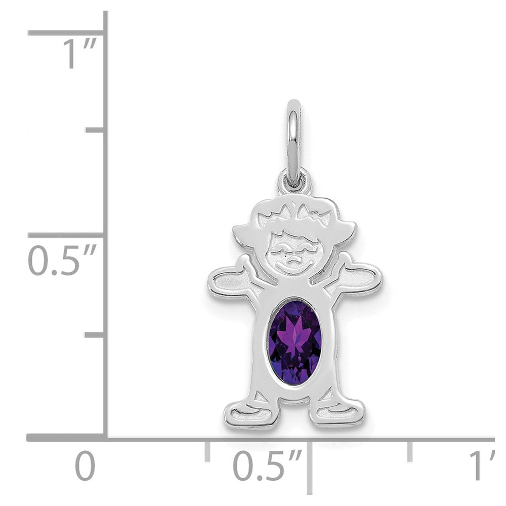14K Weißgold 14K Weißgold Mädchen 6x4 Oval Echt Amethyst-february