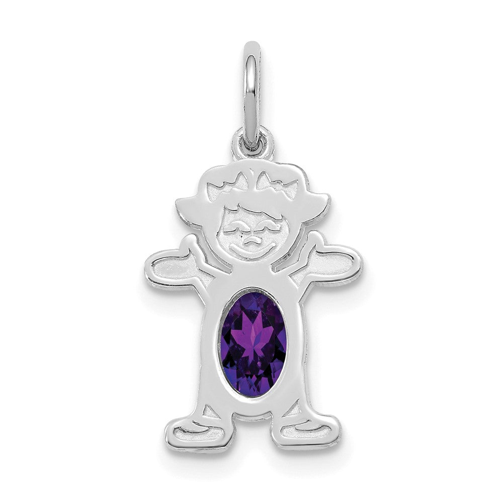 14K Weißgold 14K Weißgold Mädchen 6x4 Oval Echt Amethyst-february