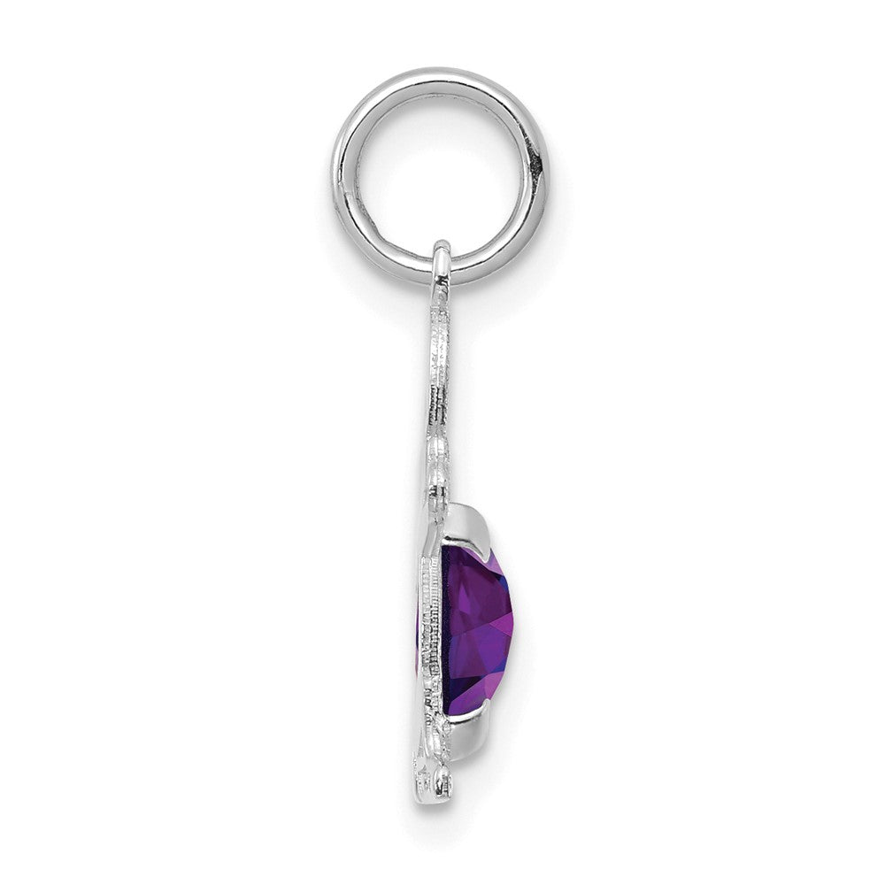 14K Weißgold 14K Weißgold Junge 6x4 Oval Echt Amethyst-february