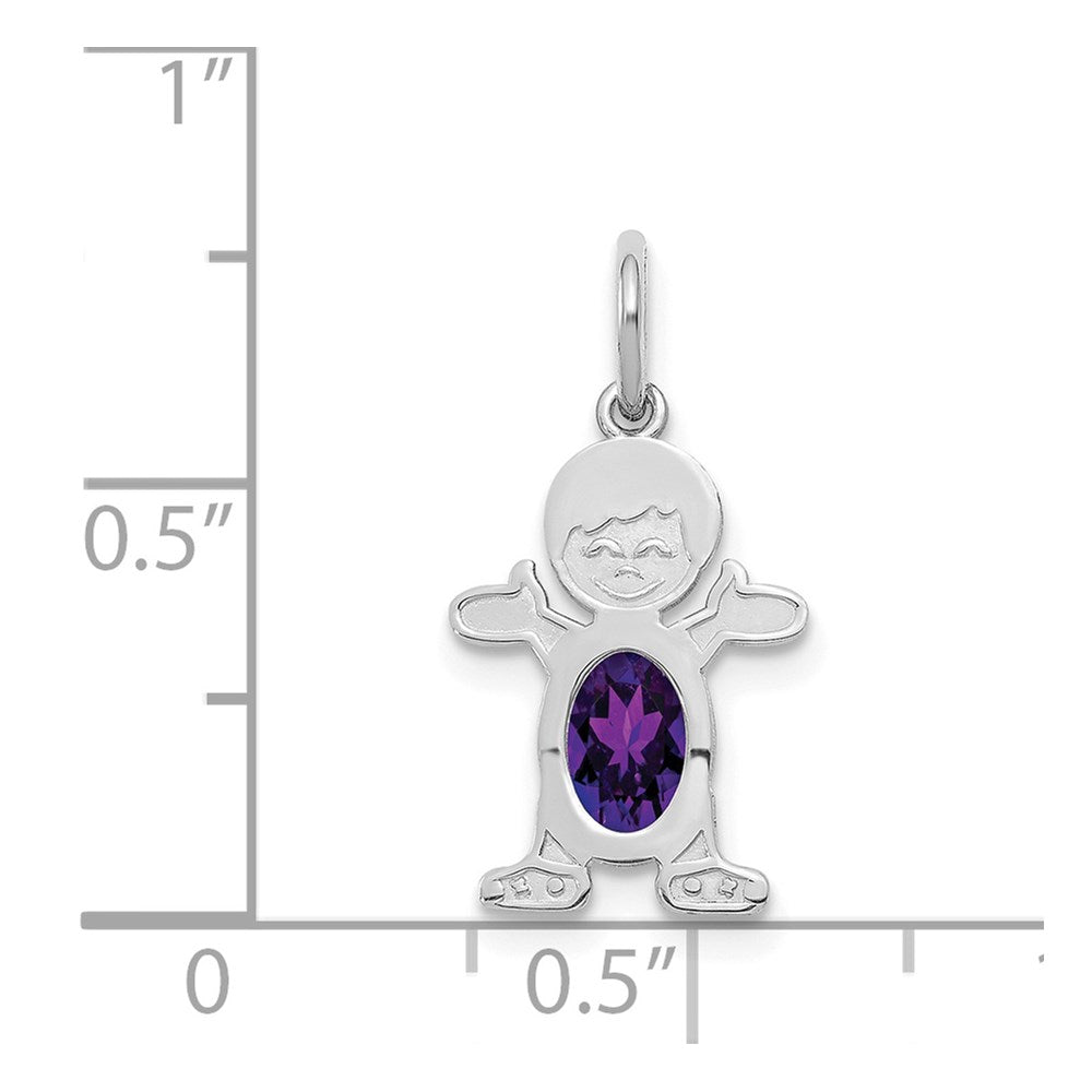 14K Weißgold 14K Weißgold Junge 6x4 Oval Echt Amethyst-february