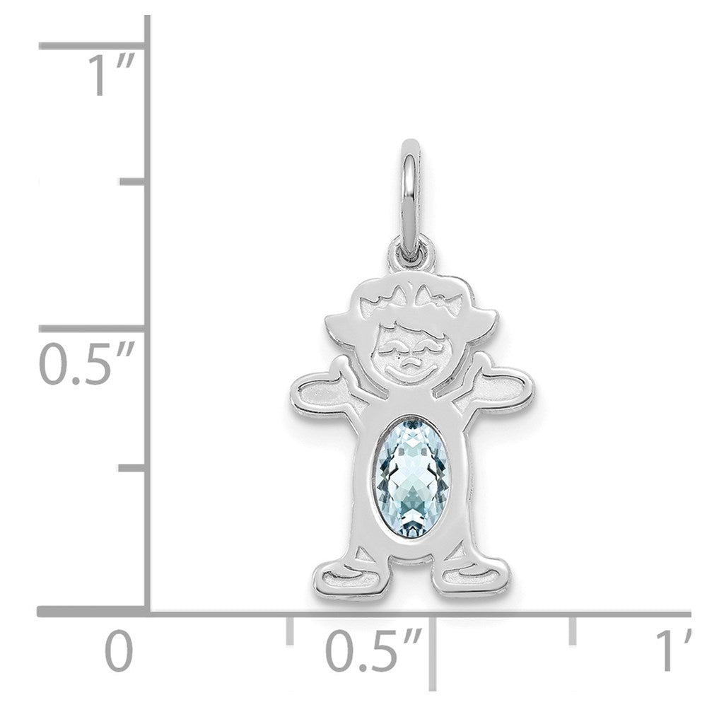 14K Weißgold 14K Weißgold Mädchen 6x4 Oval Echt Aquamarin-march