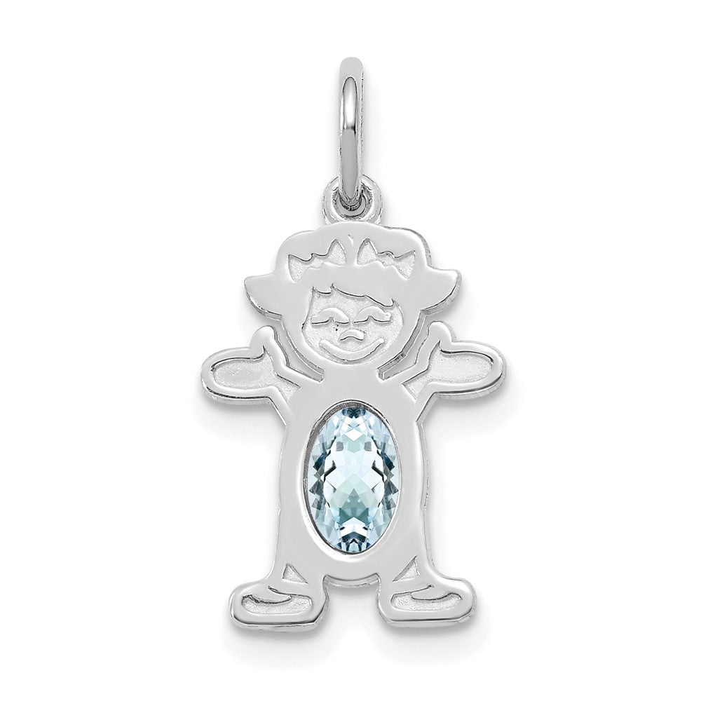 14K Weißgold 14K Weißgold Mädchen 6x4 Oval Echt Aquamarin-march