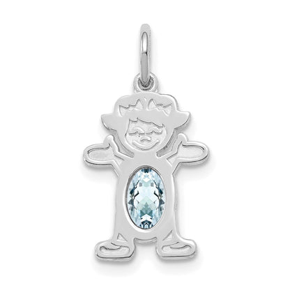 14K Weißgold 14K Weißgold Mädchen 6x4 Oval Echt Aquamarin-march