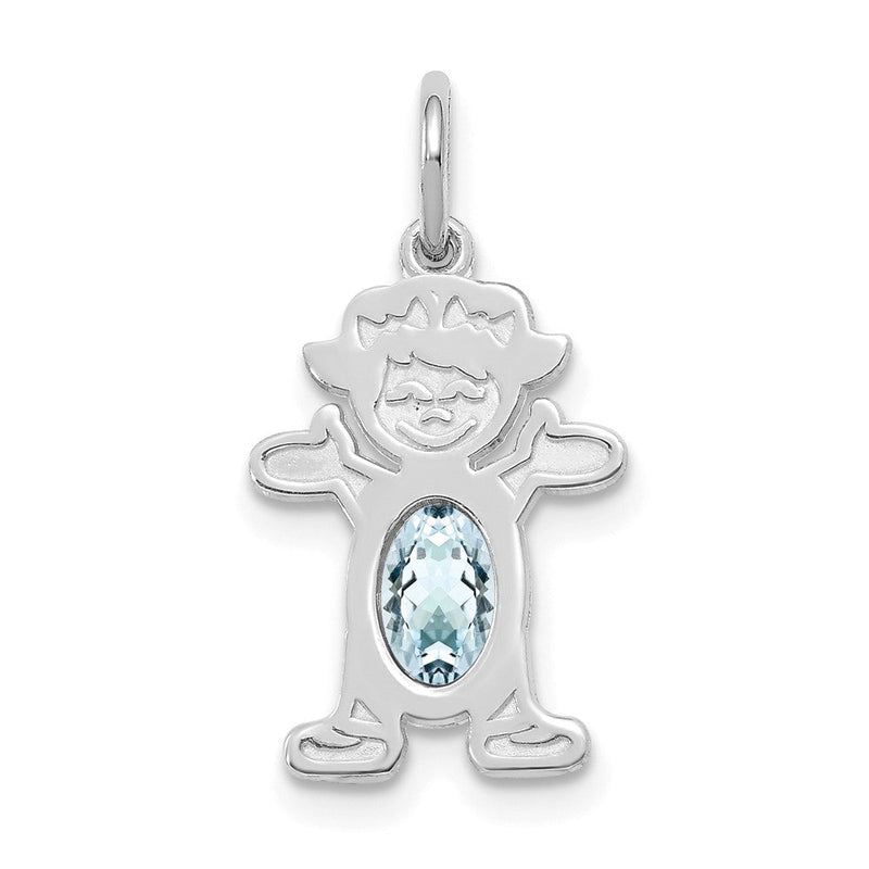 14K Weißgold 14K Weißgold Mädchen 6x4 Oval Echt Aquamarin-march