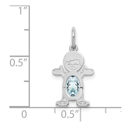 14K Weißgold 14K Weißgold Junge 6x4 Oval Echt Aquamarin-march