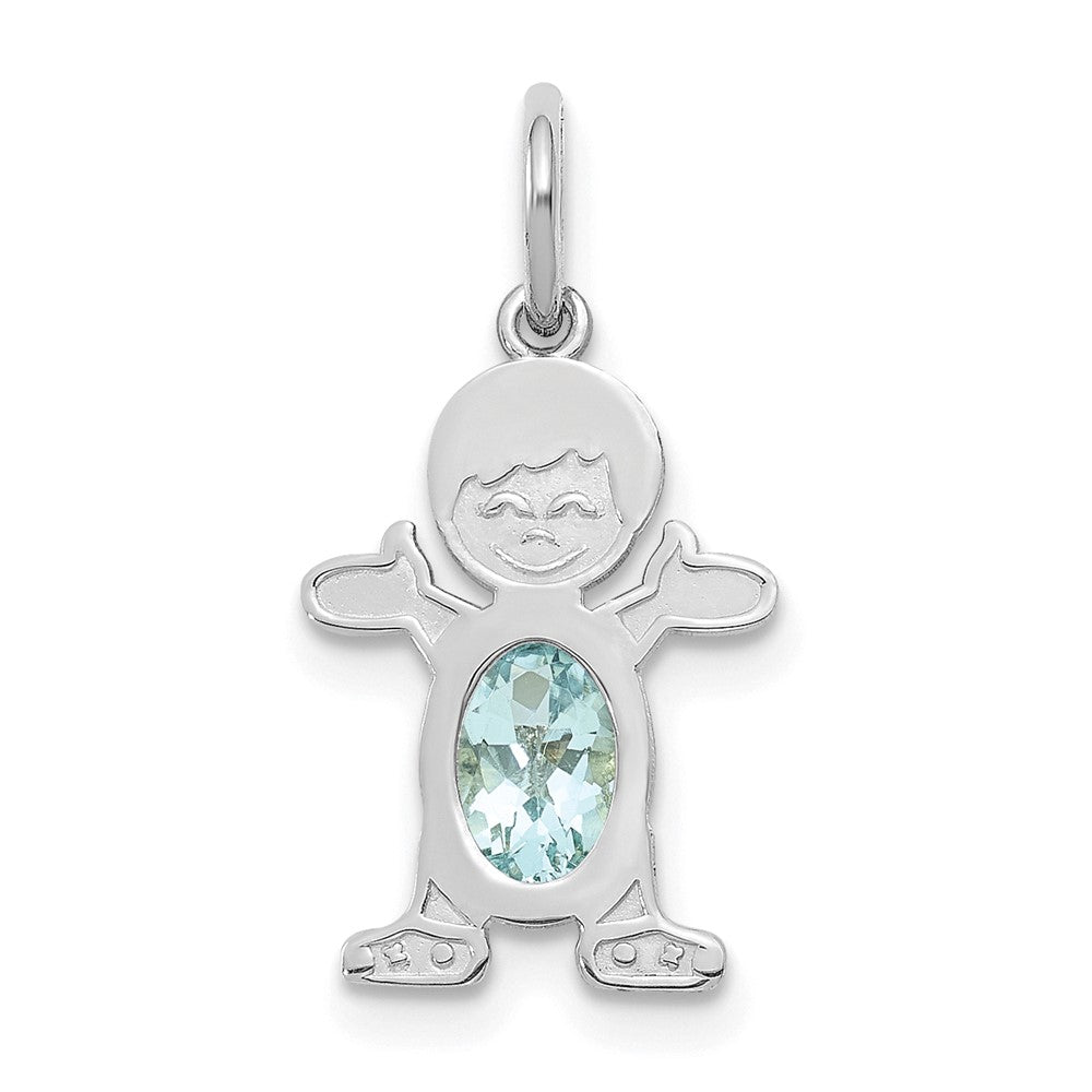 14K Weißgold 14K Weißgold Junge 6x4 Oval Echt Aquamarin-march