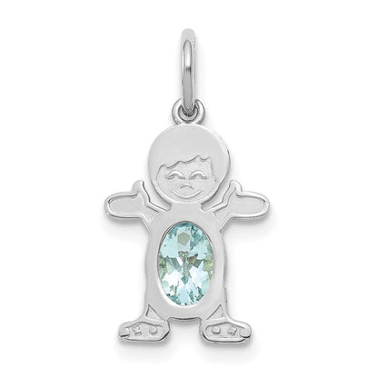 14K Weißgold 14K Weißgold Junge 6x4 Oval Echt Aquamarin-march