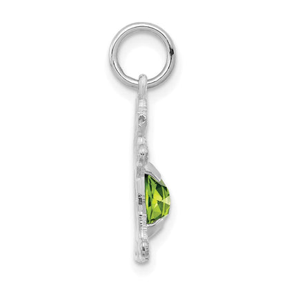 14K Weißgold 14K Weißgold Mädchen 6x4 Oval Echt Peridot-august