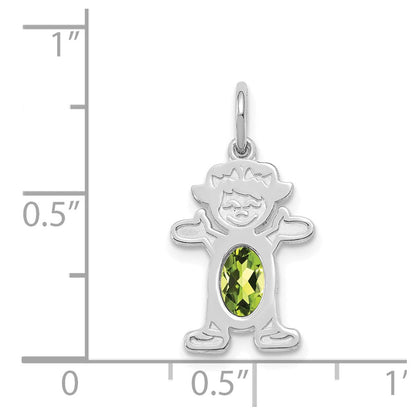 14K Weißgold 14K Weißgold Mädchen 6x4 Oval Echt Peridot-august
