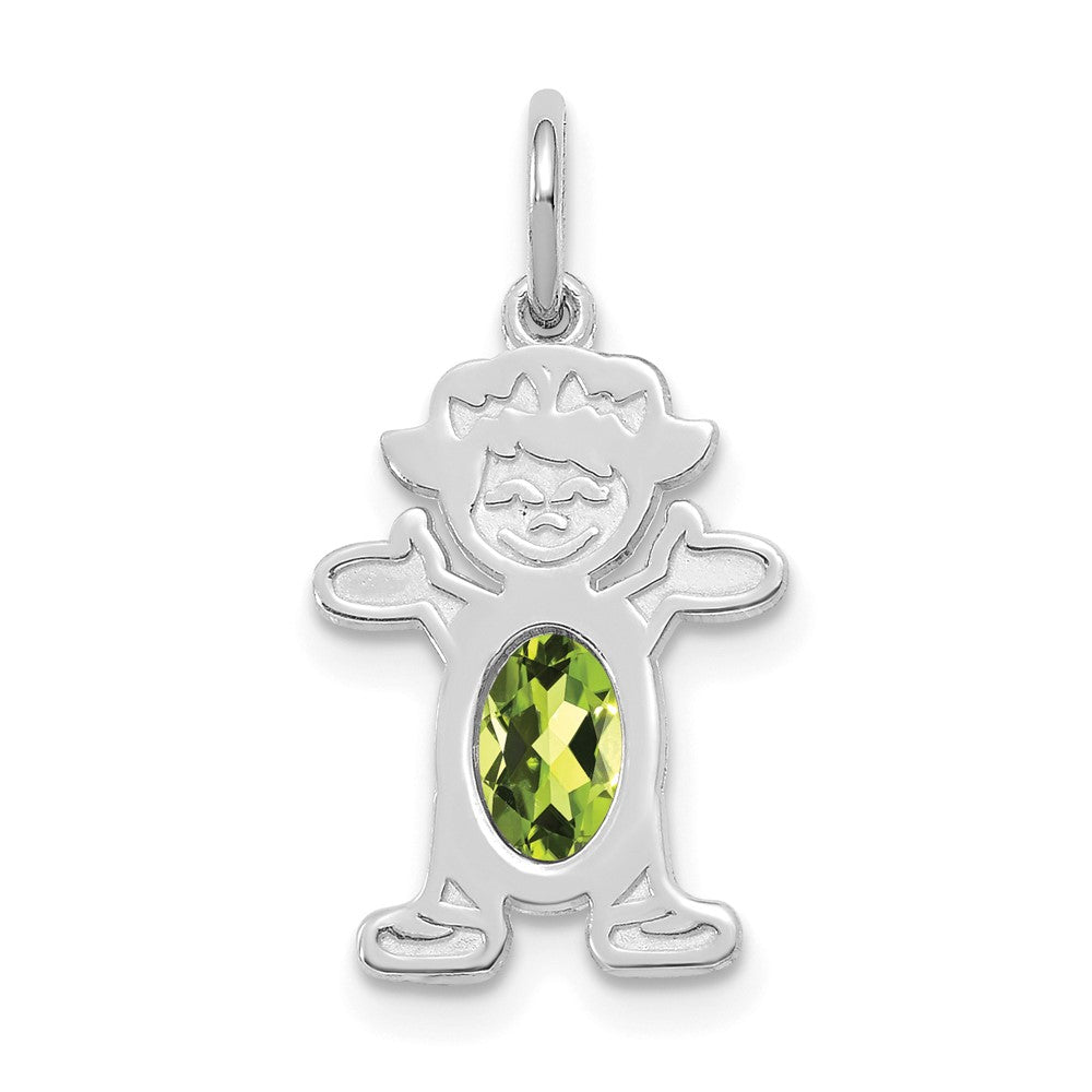 14K Weißgold 14K Weißgold Mädchen 6x4 Oval Echt Peridot-august