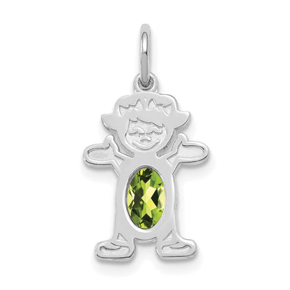 14K Weißgold 14K Weißgold Mädchen 6x4 Oval Echt Peridot-august