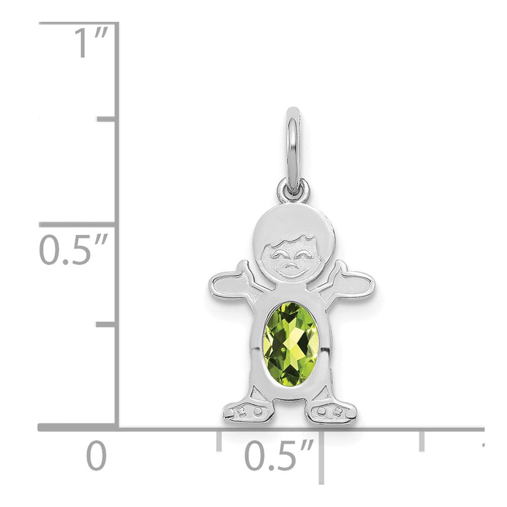 14K Weißgold 14K Weißgold Junge 6x4 Oval Echt Peridot-august