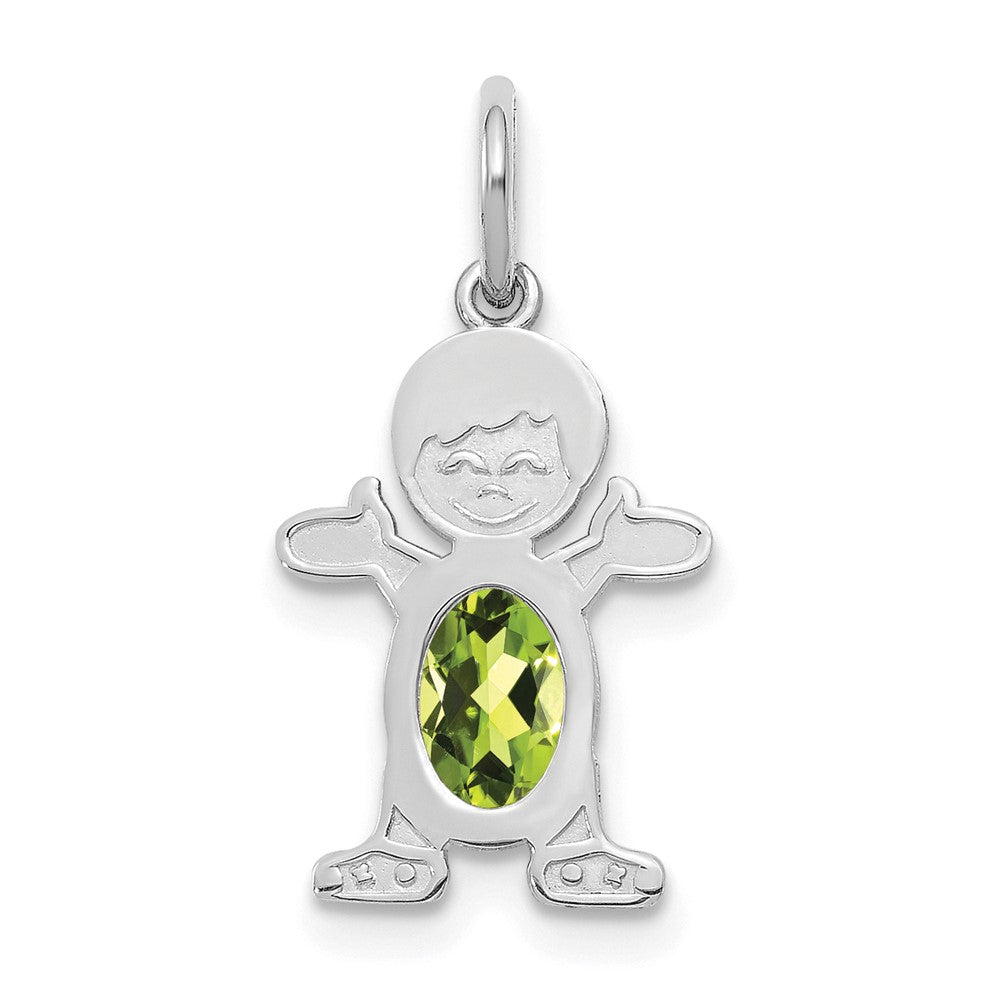 14K Weißgold 14K Weißgold Junge 6x4 Oval Echt Peridot-august
