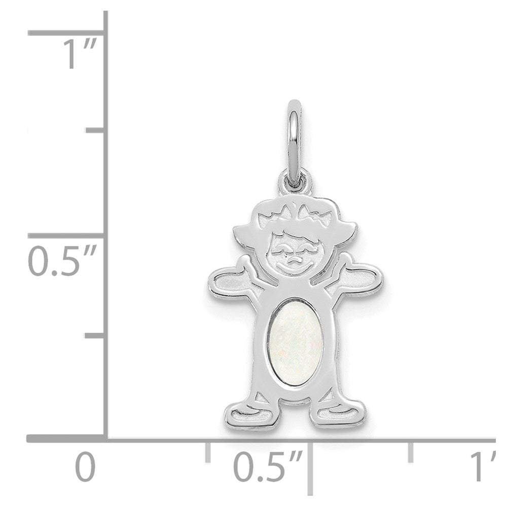 14K Weißgold 14K Weißgold Mädchen 6x4 Oval Echt Opal-october