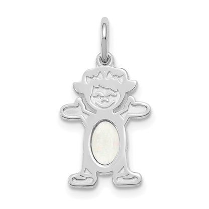 14K Weißgold 14K Weißgold Mädchen 6x4 Oval Echt Opal-october