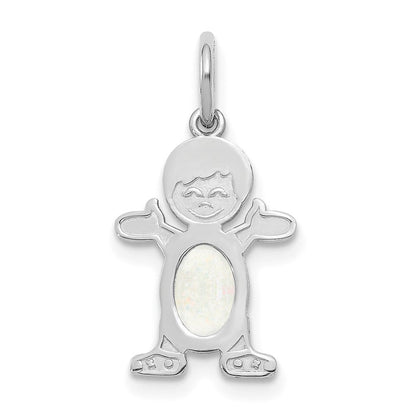 14K Weißgold 14K Weißgold Junge 6x4 Oval Echt Opal-october