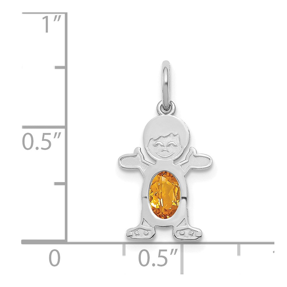 14K Weißgold 14K Weißgold Junge 6x4 Oval Echt Citrin-november