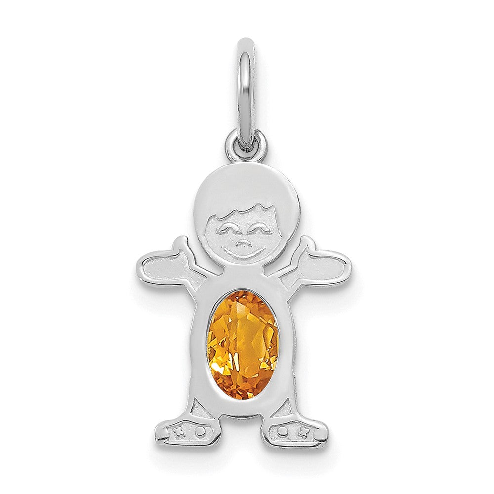 14K Weißgold 14K Weißgold Junge 6x4 Oval Echt Citrin-november