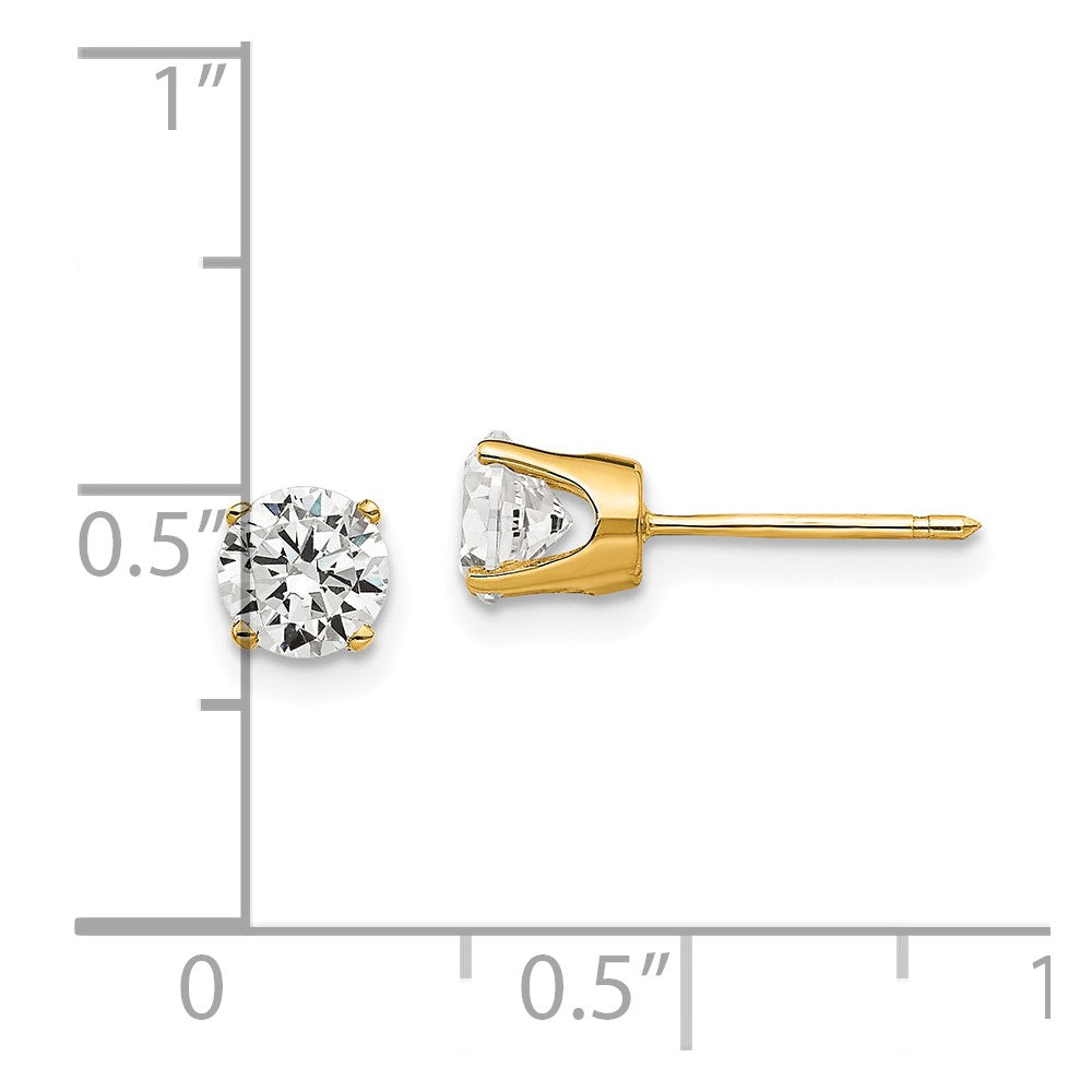 14K Gelbgold 5 mm Zirkonia-Ohrstecker
