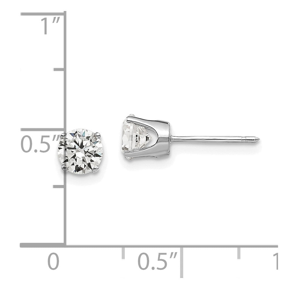 14K Weißgold Ohrstecker mit Zirkonia, 5 mm