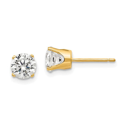 14K Gelbgold Ohrstecker mit Zirkonia, 5,5 mm
