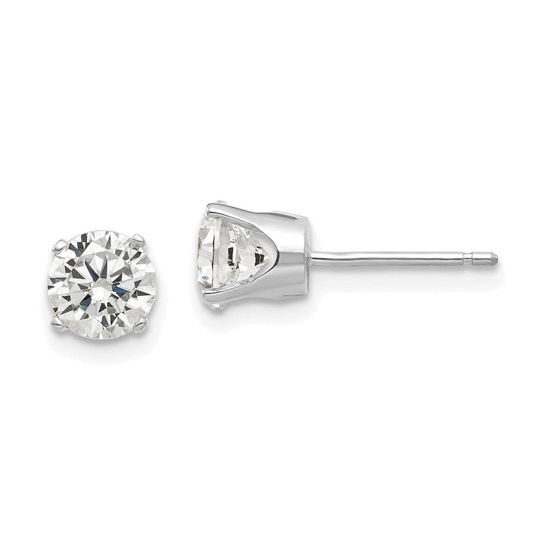 14K Weißgold Ohrstecker mit Zirkonia, 5,5 mm