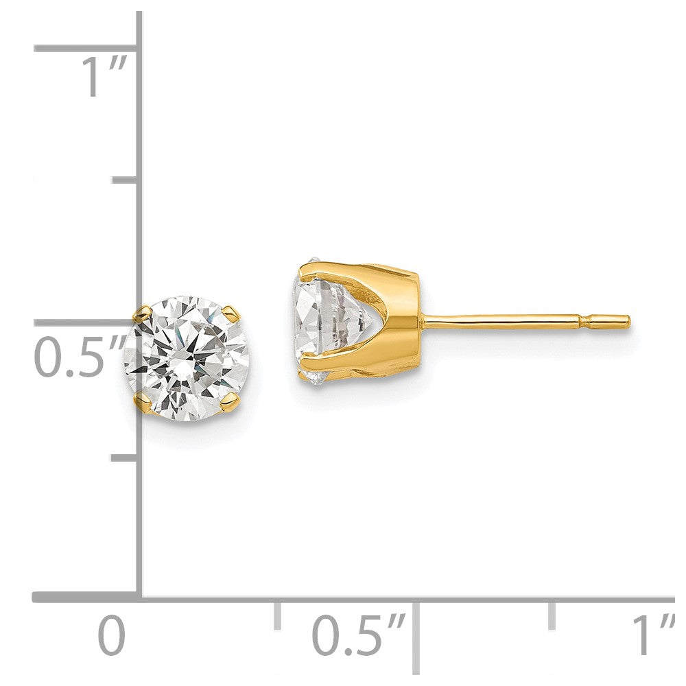 14K Gelbgold Ohrstecker mit Zirkonia, 5,75 mm