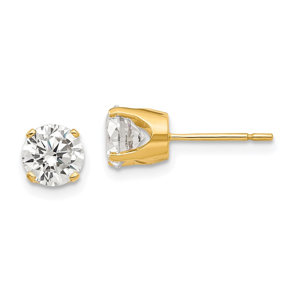 14K Gelbgold Ohrstecker mit Zirkonia, 5,75 mm