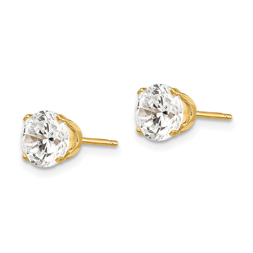 14K Gelbgold Ohrstecker mit Zirkonia, 6,5 mm