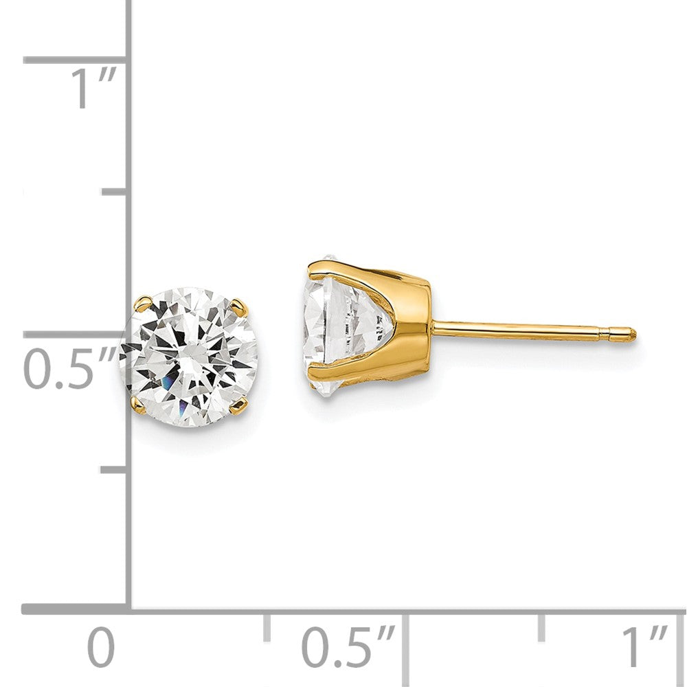 14K Gelbgold Ohrstecker mit Zirkonia, 6,5 mm