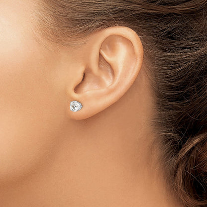 14K Weißgold Ohrstecker mit Zirkonia, 6,5 mm